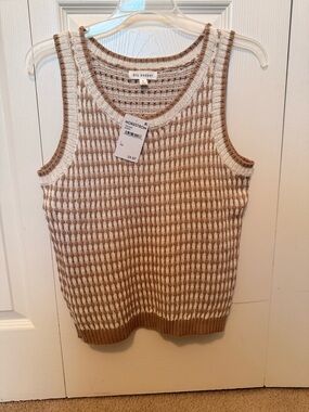 Blu Pepper Cream & Brown Textured Knit Tank